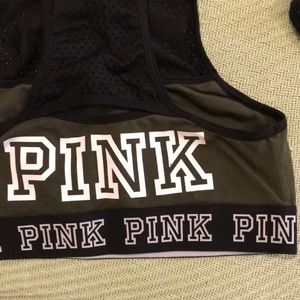 Green and maroon PINK sports bras